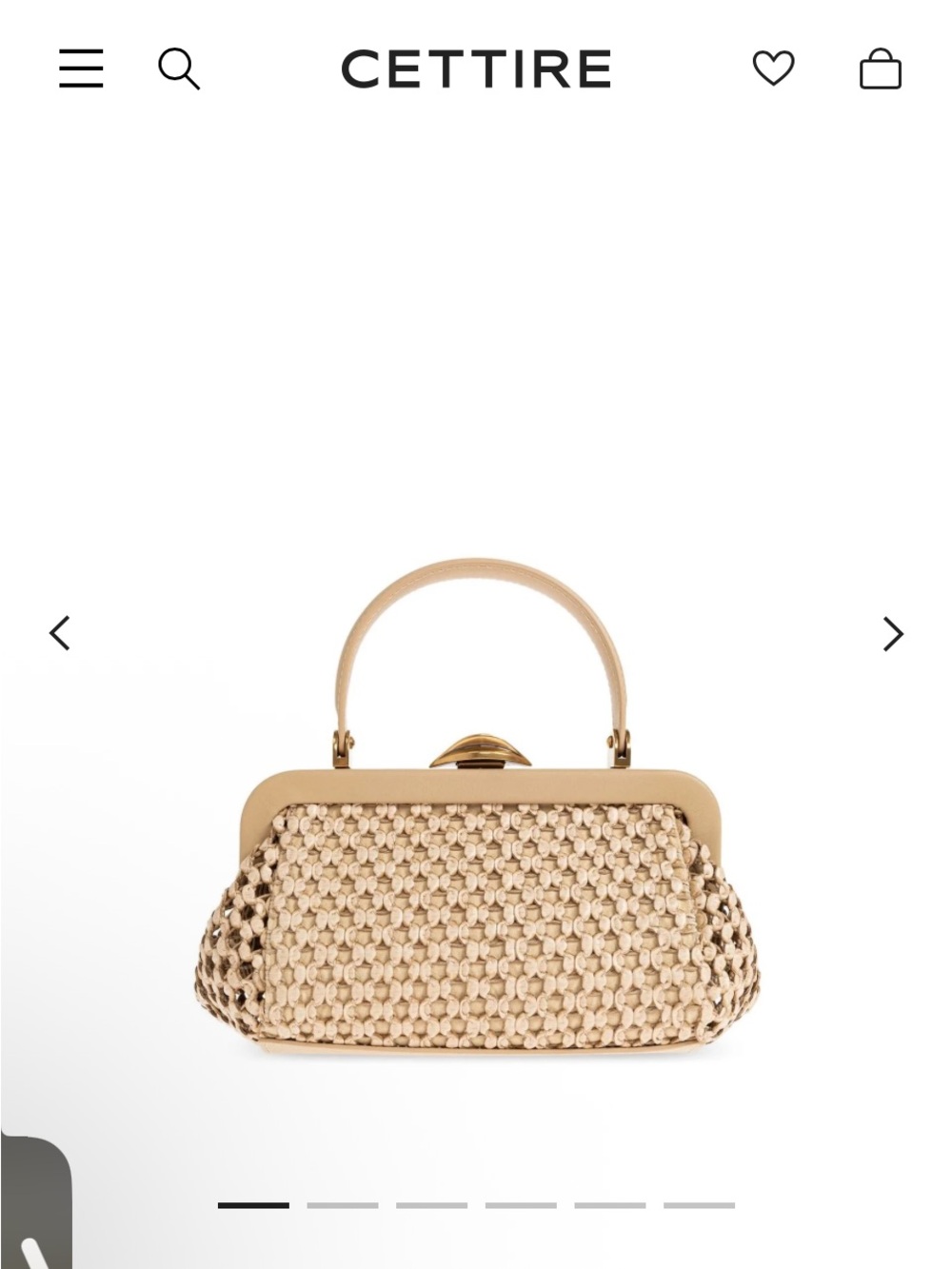 cult gaia Cream Woven Top-Handle Clutch with Gold Hardware - Picture 2 of 7